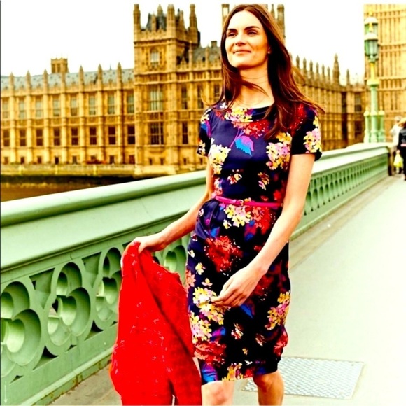 Boden Dresses & Skirts - Boden silk floral roll collar midi dress US10